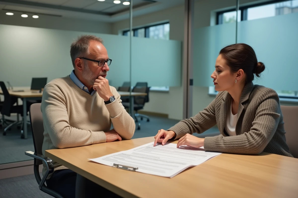Homme discutant d'un contrat d'assurance AGIPI ADIS avec un conseiller financier